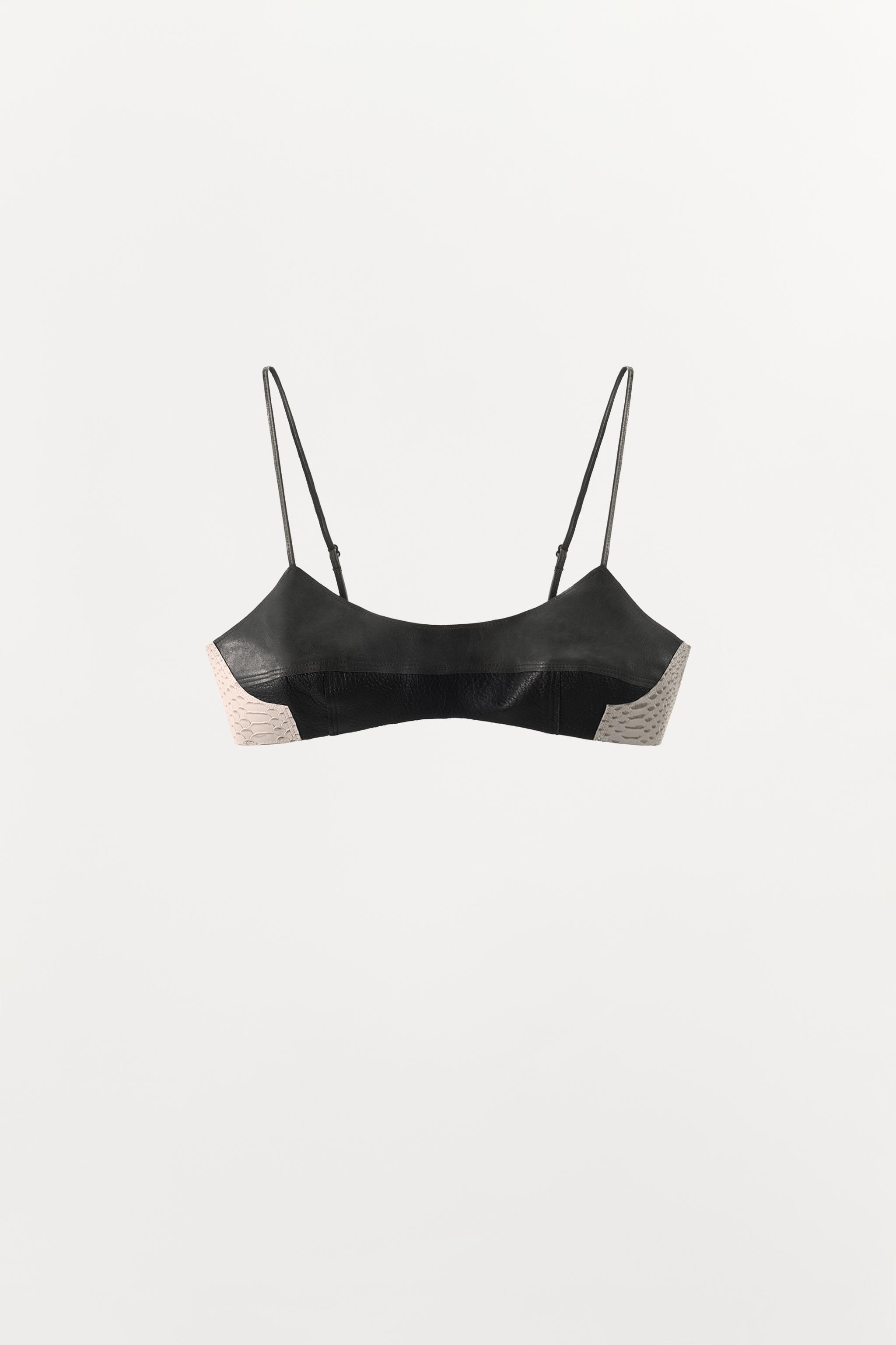 100% LEATHER MIXED-MATERIAL BRALETTE
