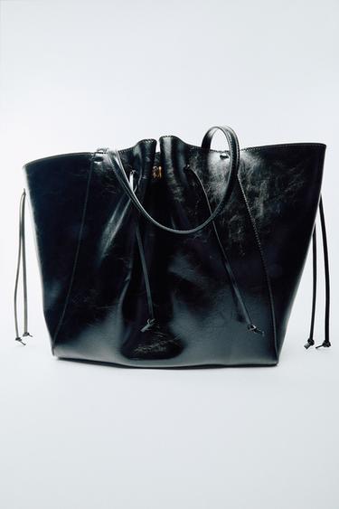 Zara GATHERED SHOPPER BAG - Black