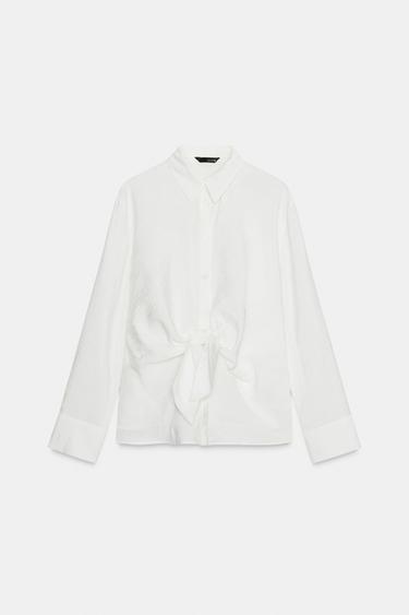 ノット付きシャツエクリュZaraのノット付きシャツ - エクリュ 