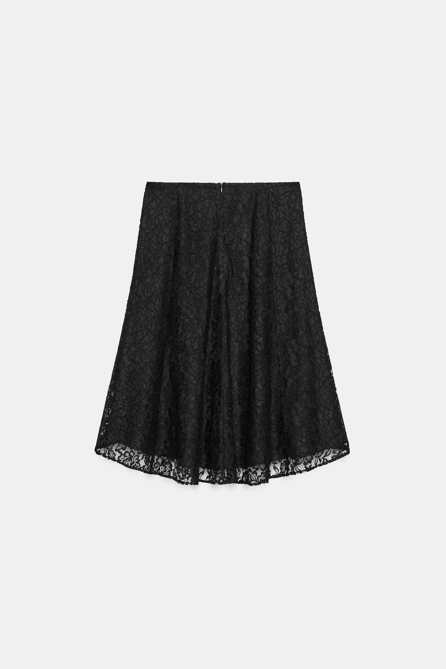 Женская юбка Zara ZW Collection Lace MIDI, цвет: Чёрный — фото 8