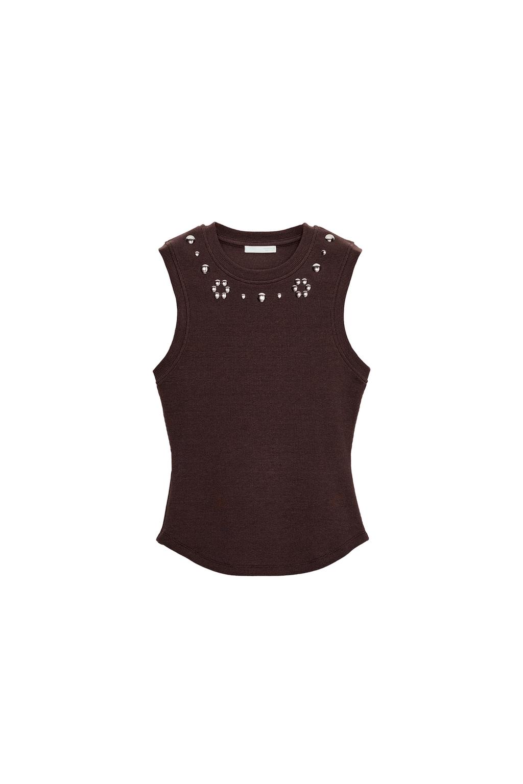 STUDDED RIBBED T-SHIRT - image 3