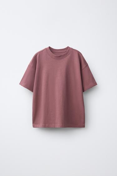 PLAIN SHORT SLEEVE T-SHIRT - Burgundy by Zara