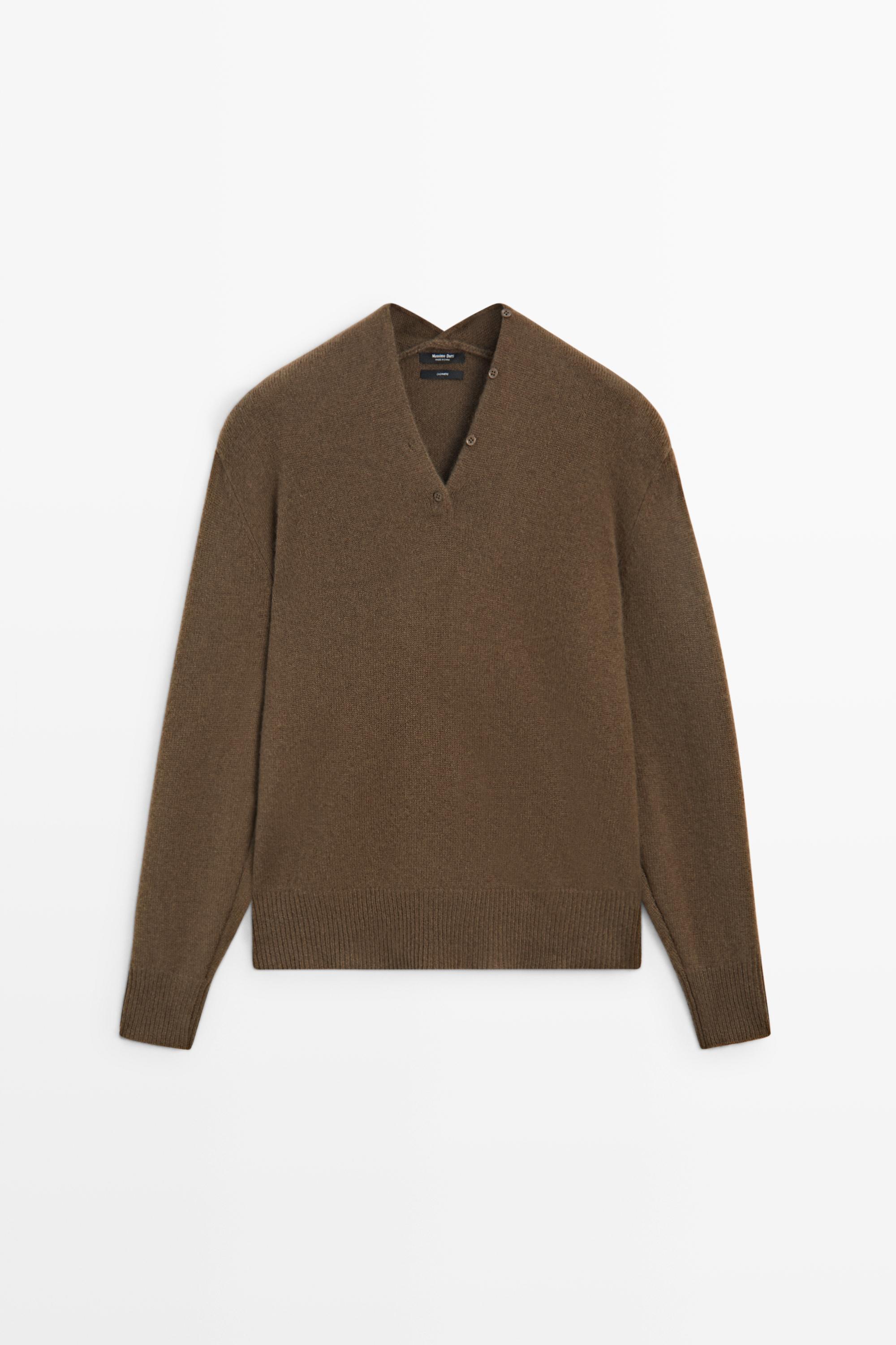 Pull en maille à détail boutonné 100 % cachemire
