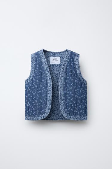 JEANSWESTE MIT BLUMEN - Mittelblau von Zara