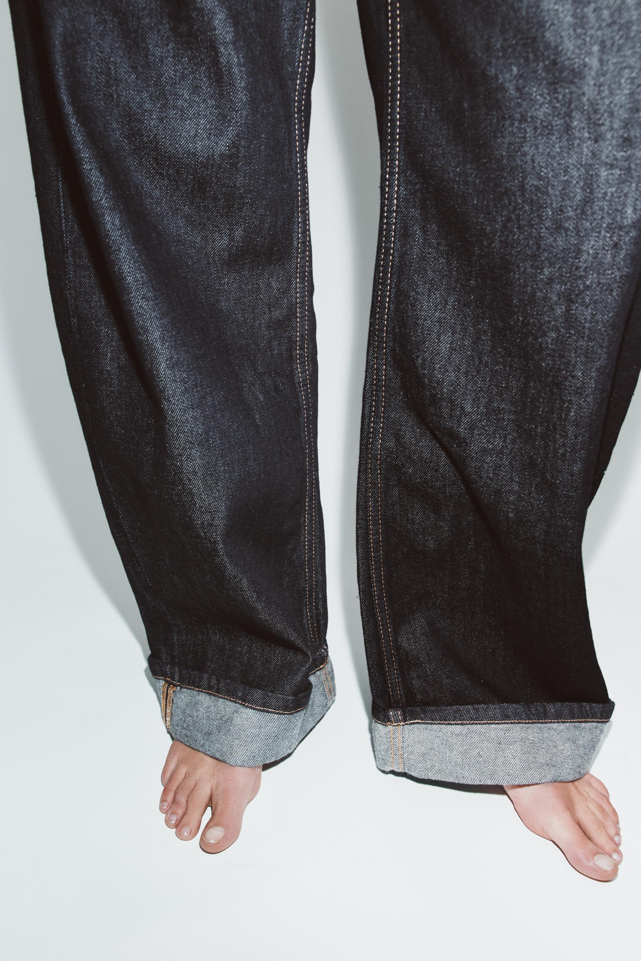 Zara Trf Baggy Folded Orta Bel Jean görsel 3