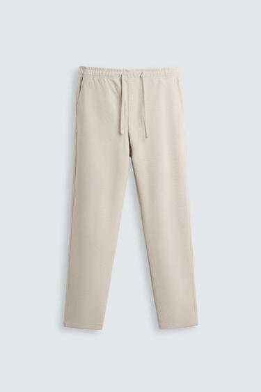 Zara JOGGER WAIST STRETCH PANTS - Beige