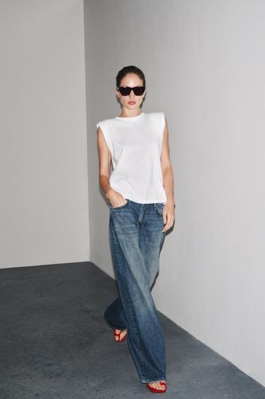 Zara ZW COLLECTION WIDE LEG LOW RISE JEANS - Indigo