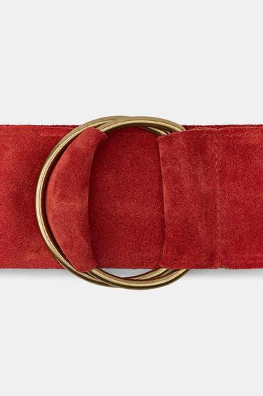 CEINTURE EN DAIM 100% À BOUCLE CIRCULAIRE - Rouge orangé de Zara - Image 2