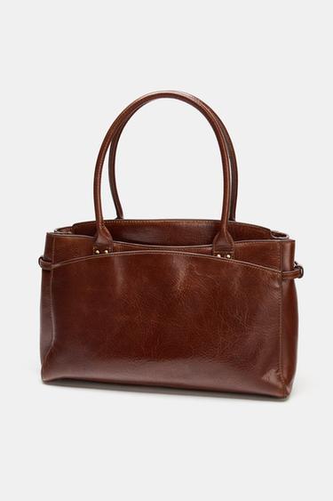 SAC CITY EN CUIR - Marron foncé de Zara