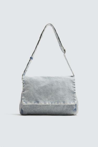 WASHED-EFFECT DENIM CROSSBODY BAG - Blue by Zara