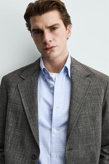 BLAZER REGULAR FIT STRUCTURÉ - marron chiné de Zara - Image 4