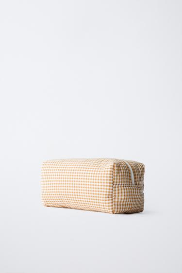 GINGHAM TOILETRY BAG - Mustard by Zara - Image 1