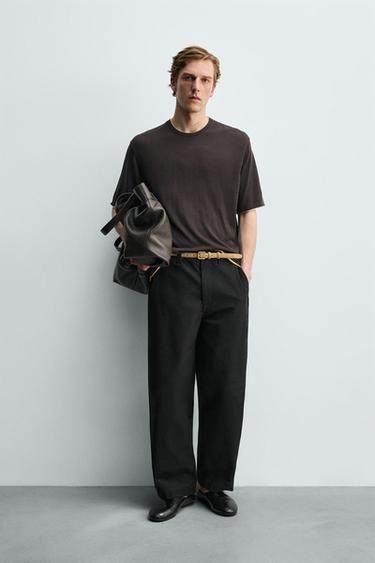 CAMISETA PUNTO ACABADOS CONTRASTE - Marrón de Zara