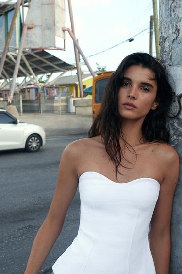 BANDEAU SWEETHEART NECKLINE TOP - White by Zara