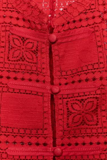 GUIPURE TOP WITH FIREMAN CLASP - Red by Zara - Image 7