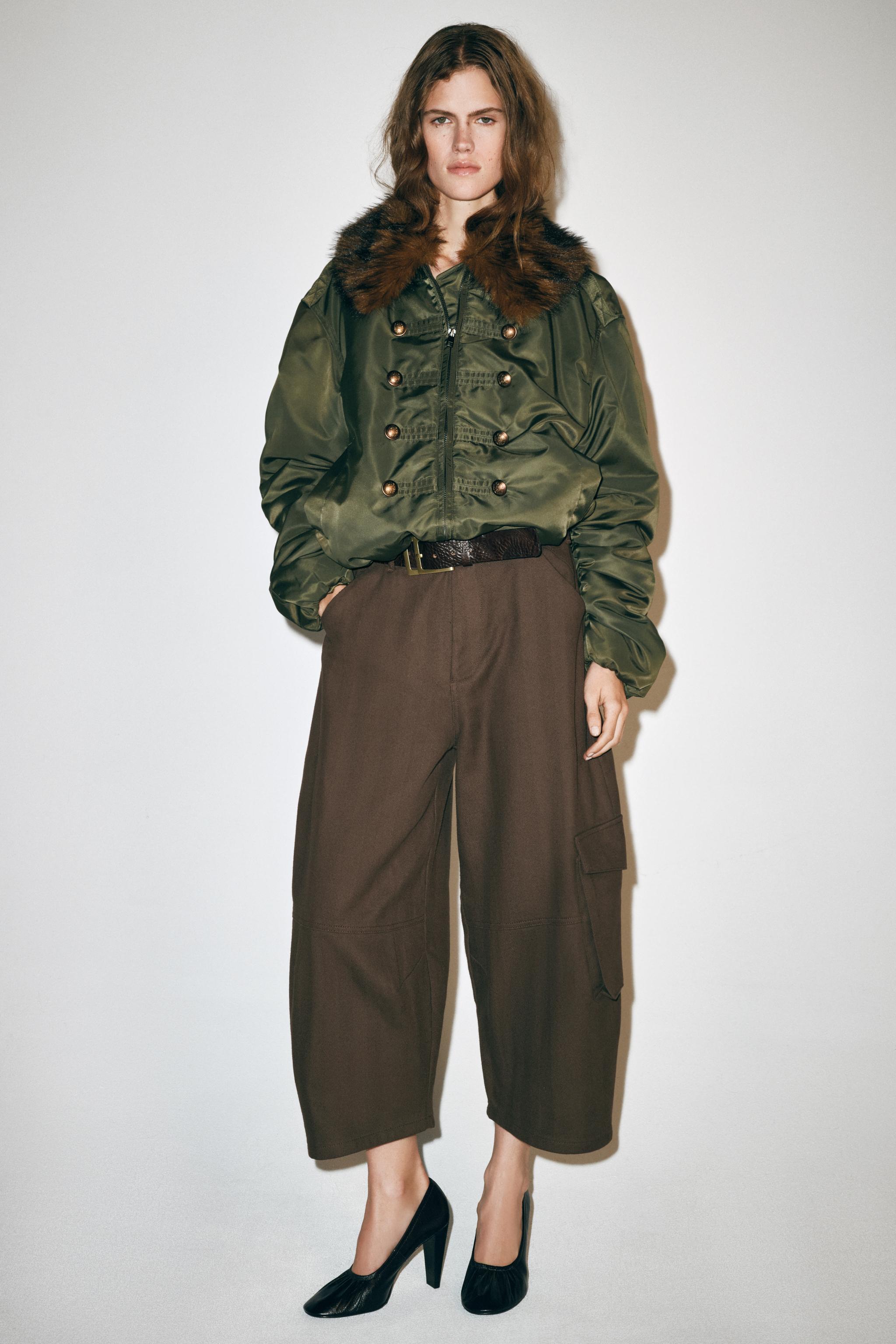 NYLON BOMBER JACKET WITH FAUX FUR COLLAR ZW COLLECTION
