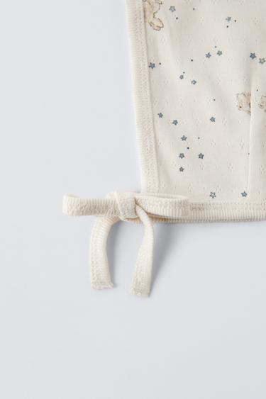 BUNNY AND STAR POINTELLE BONNET AND BANDANA SET - Ecru by Zara - Image 1