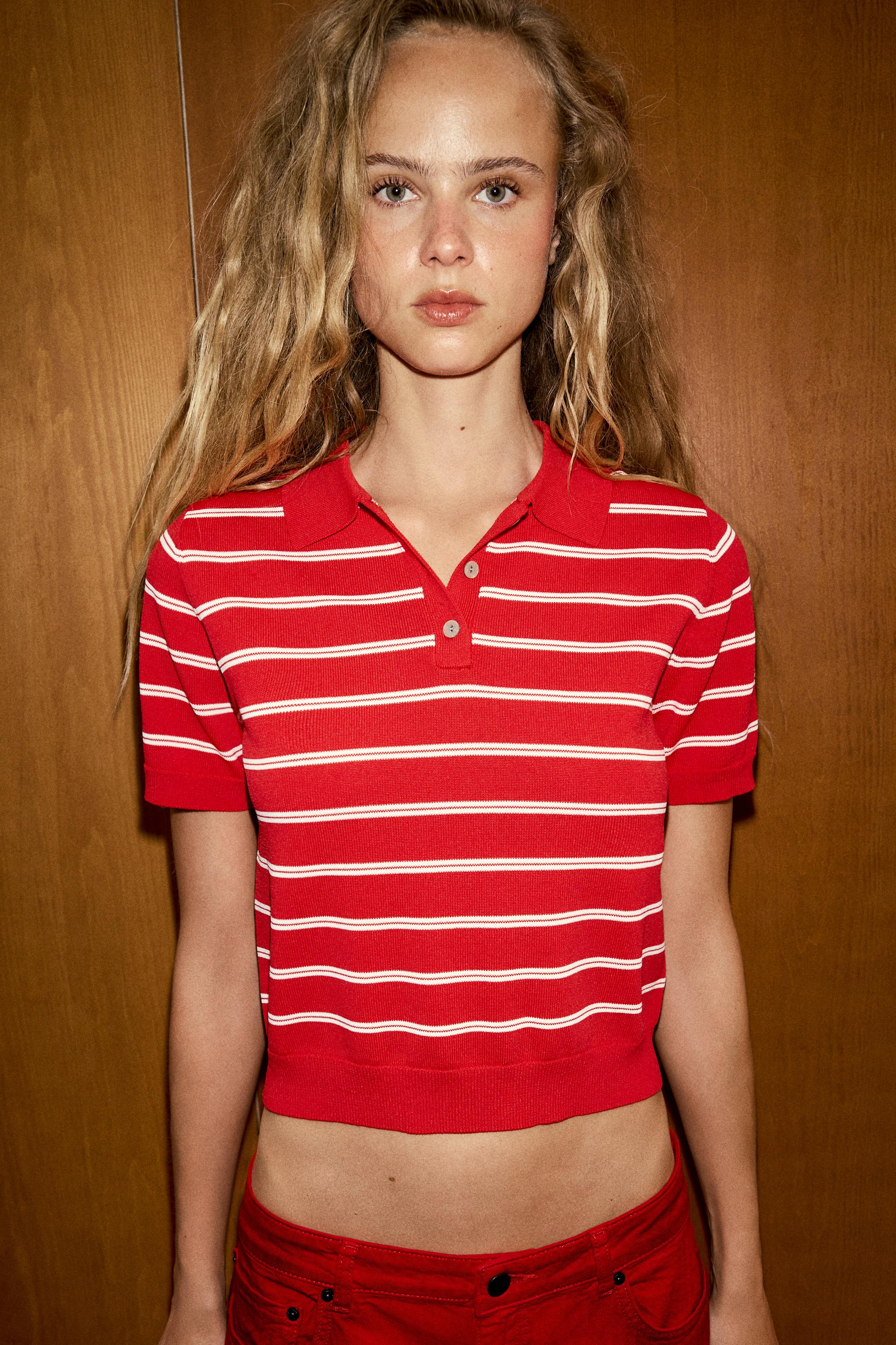 Zara ÇİZGİLİ KISA KOLLU TRİKO POLO T-SHIRT görsel 2