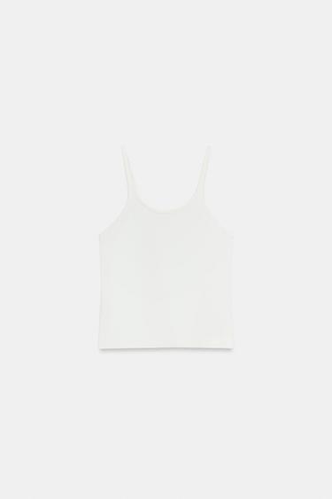 TOP TIRANTES INTERLOCK - Blanco roto de Zara