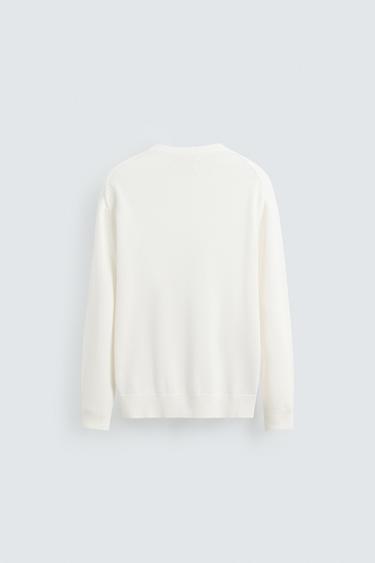 COTTON-HEMP SWEATER - Oyster-white by Zara - Image 7