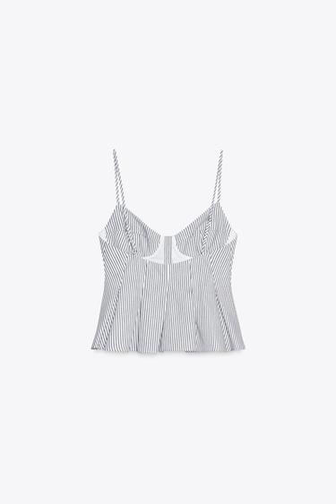 PLEATED POPLIN TOP - White / Green by Zara - Image 5
