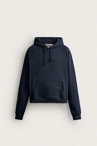 SUDADERA CAPUCHA LOGO BORDADO - Marino de Zara
