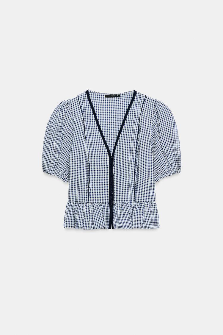 Blusa peplum de cuadros 6