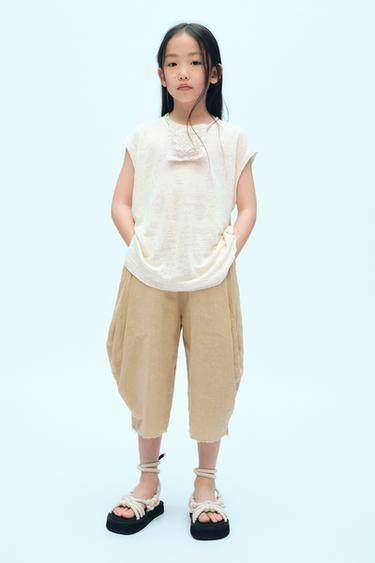 Zara 亞麻 T恤 x FANGLU LIN - 白色