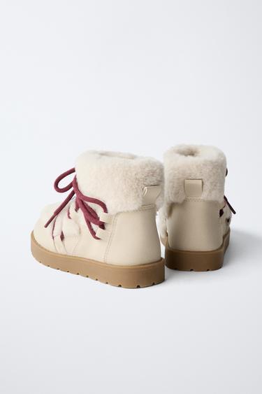 BEADED BOOTS WITH FAUX FUR - Ecru White by Zara - Image 5