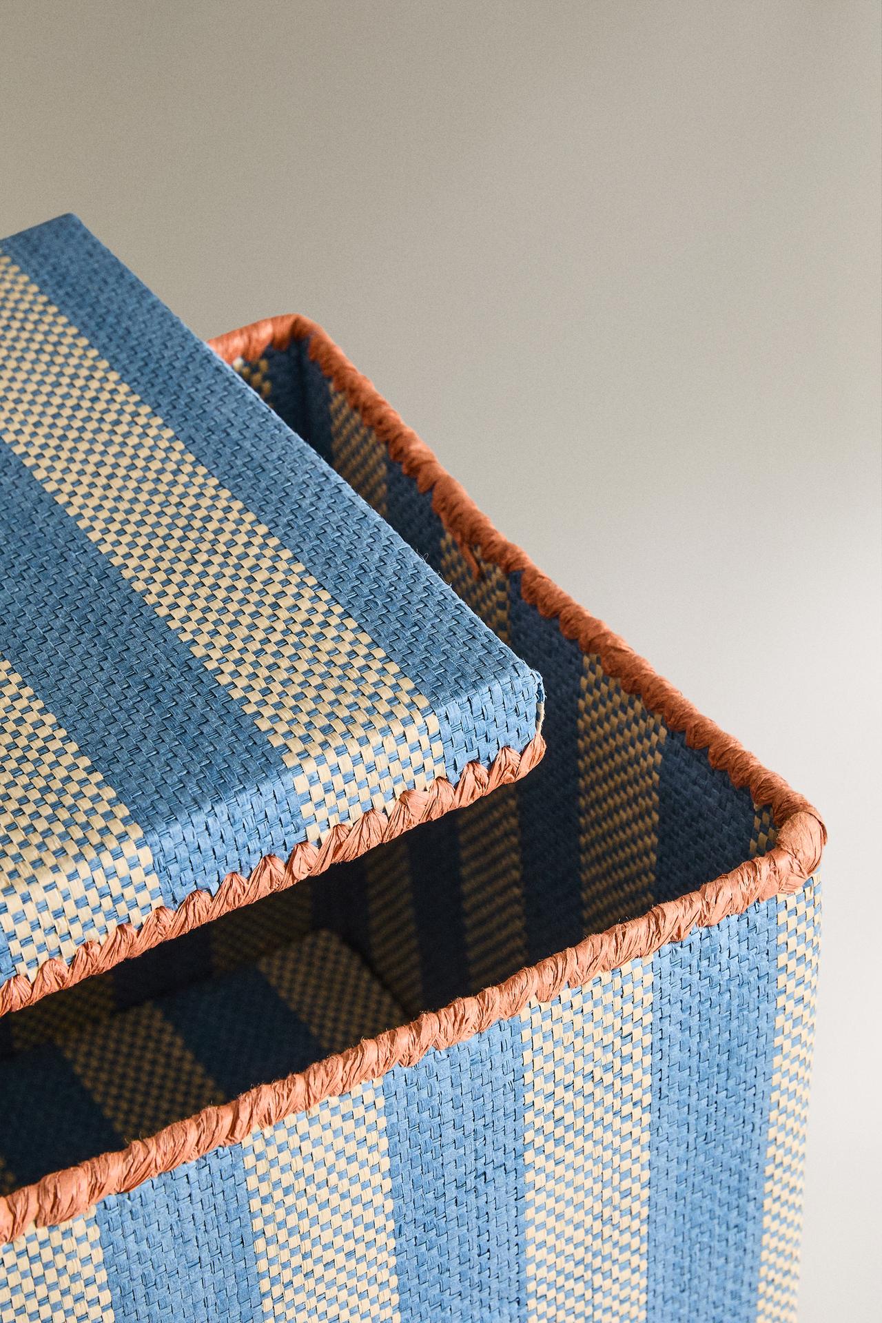 KIDS' FOLDABLE STRIPED BASKET — Blue