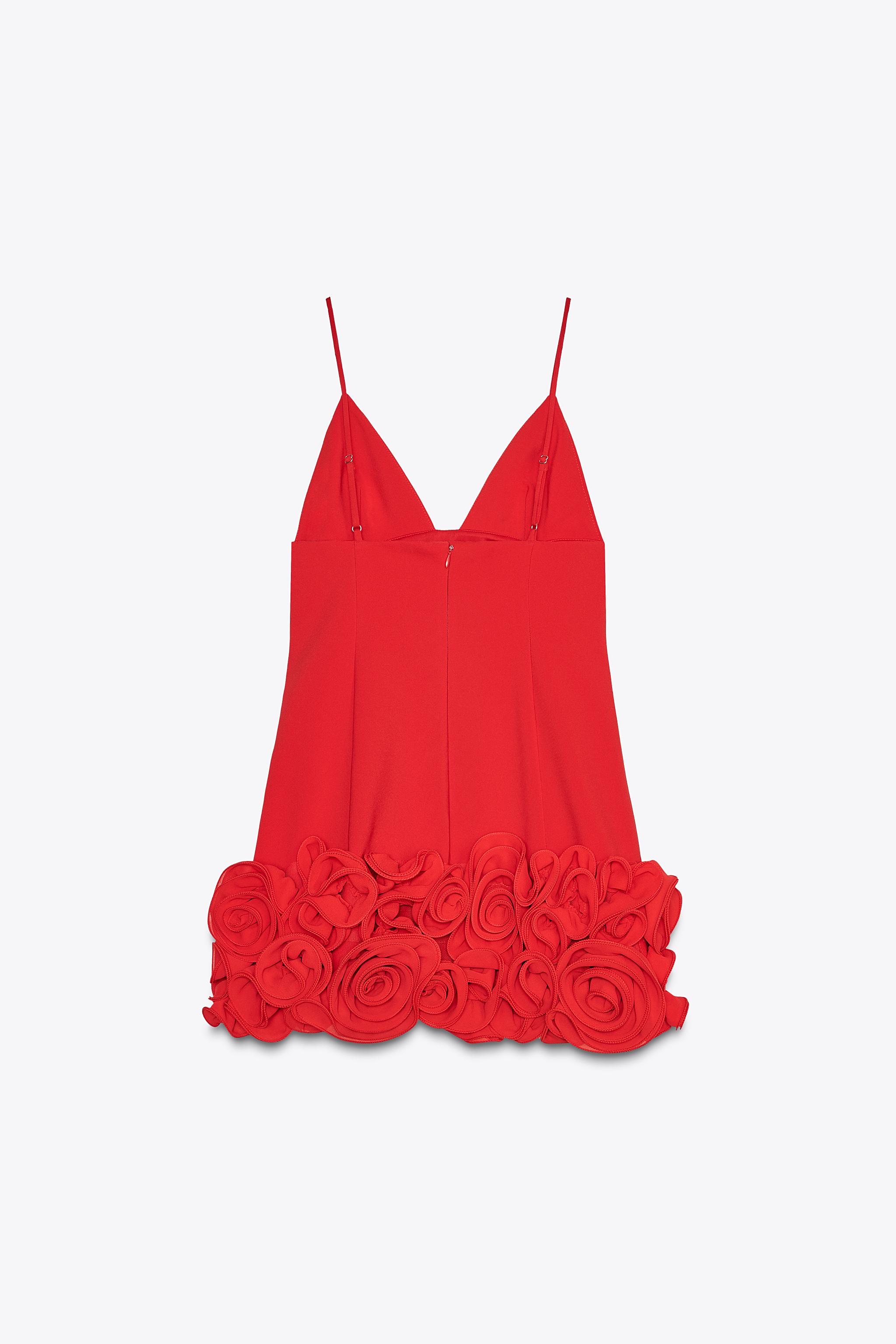 SHORT EMBOSSED FLORAL DRESS - Red | ZARA United States SHORT EMBOSSED FLORAL DRESS - Red | ZARA United States