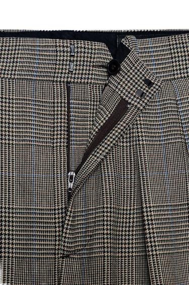 CHECK TROUSERS WITH DARTS ZW COLLECTION - Beige by Zara