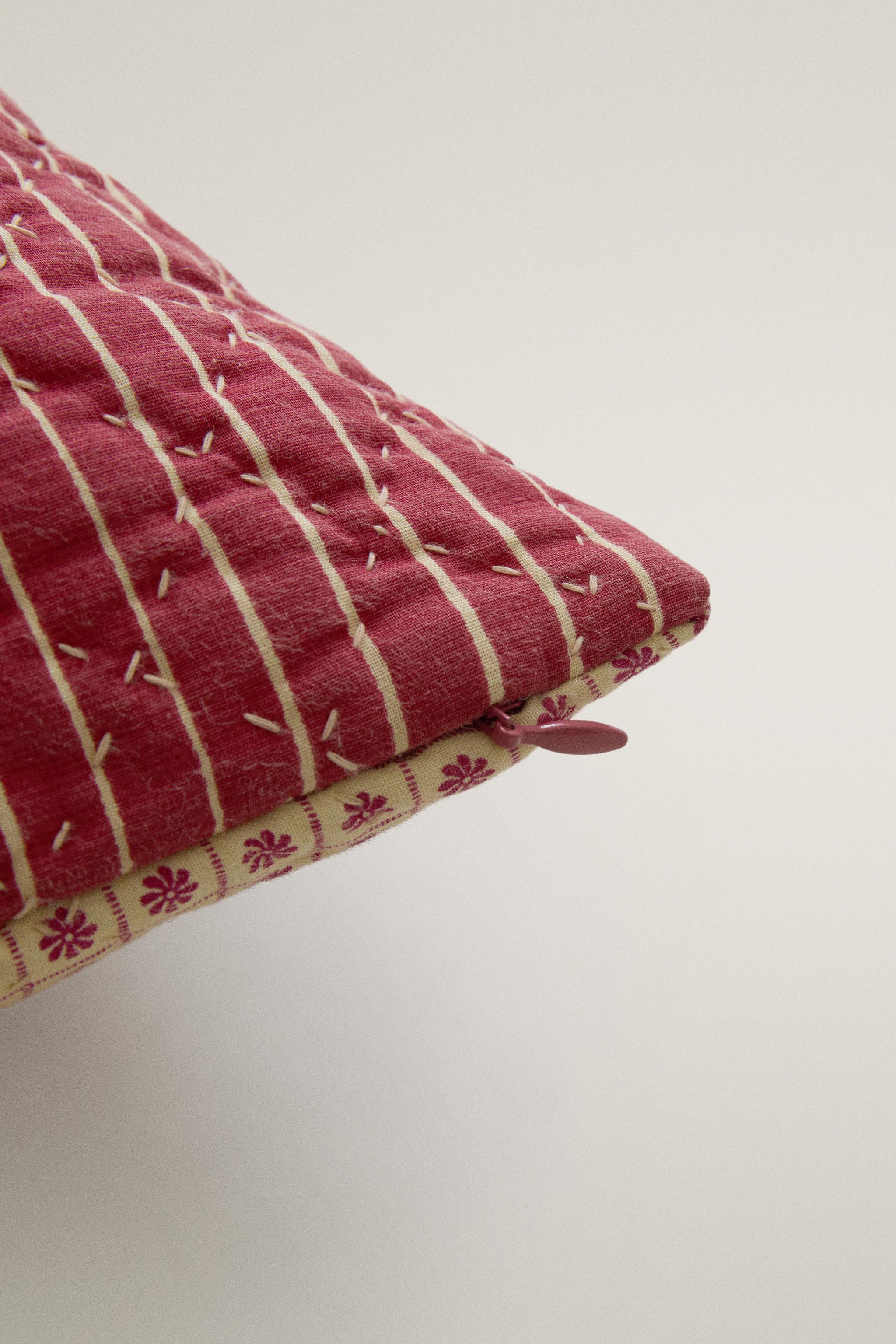 FLORAL AND STRIPED THROW PILLOW COVER | KATHARINE POLE