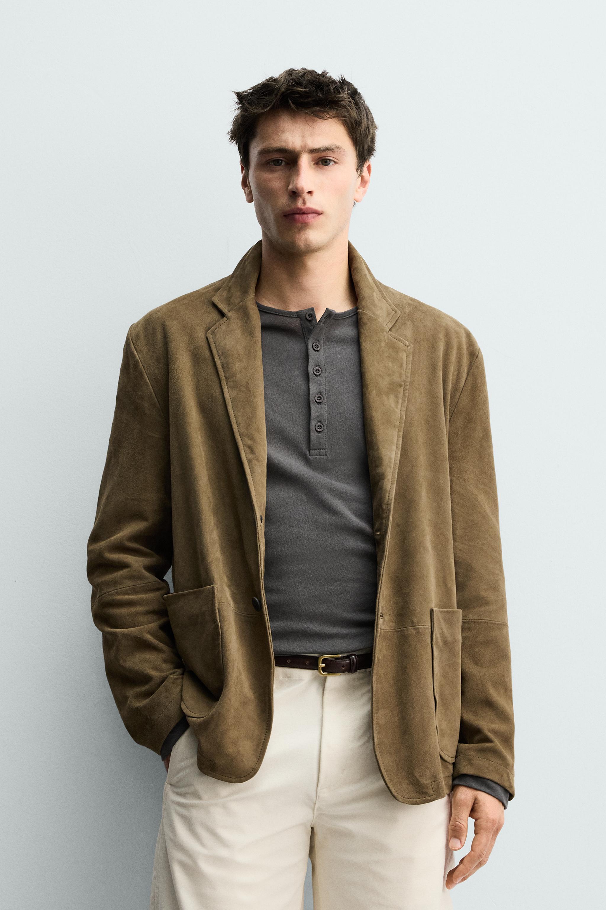 RELAXED FIT SUEDE LEATHER BLAZER