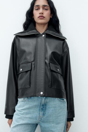 FAUX LEATHER JACKET WITH POCKETS - Black by Zara