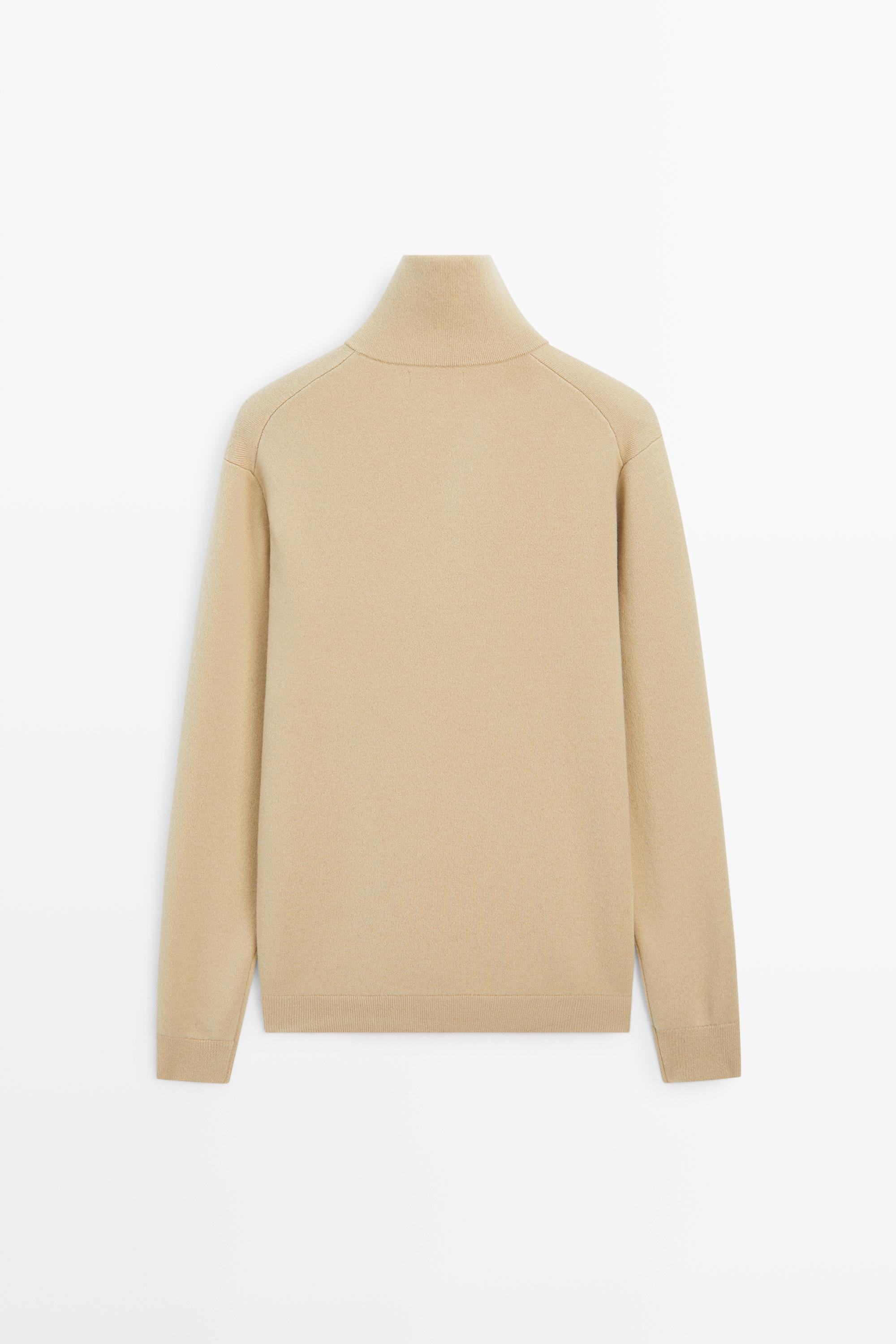 Wool mock neck knit sweater