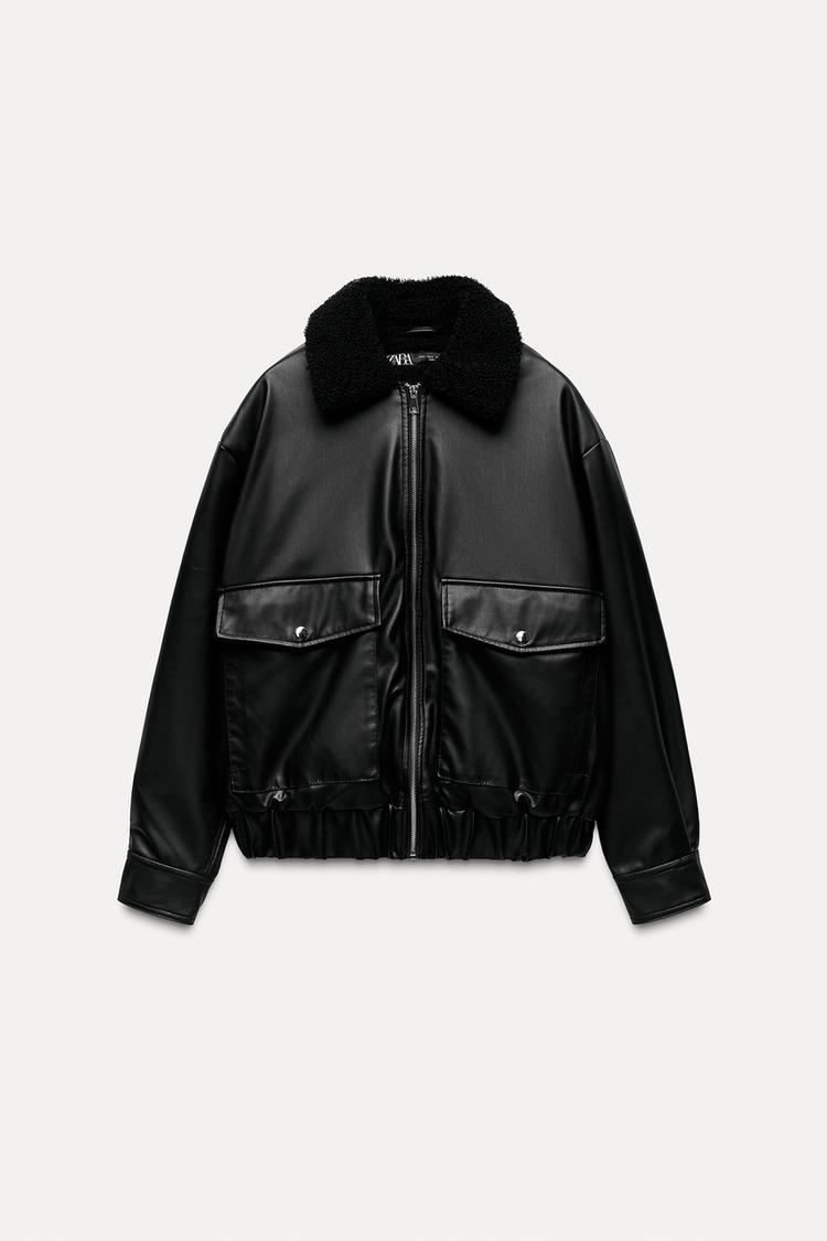 レザー風オーバーサイズジャケット - ブラック | ZARA Japan / 日本