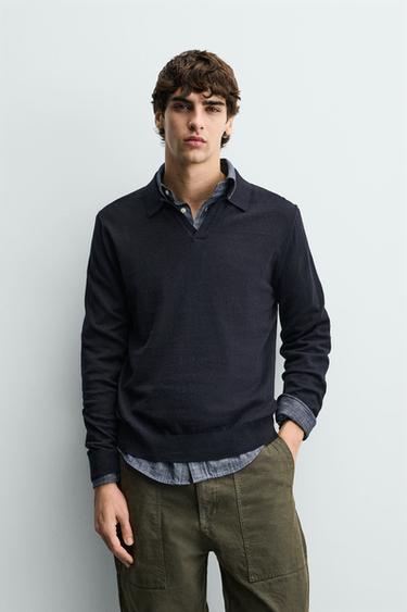 POLO DE TRICÔ REGULAR FIT - Azul-marinho da Zara
