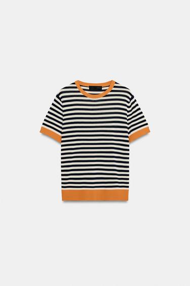 TOP PUNTO RAYAS - blanco-naranja de Zara