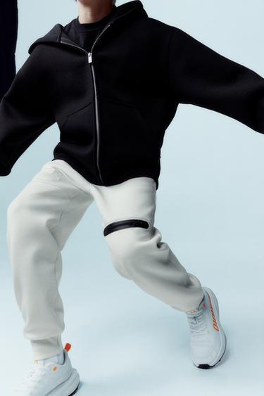 Zara NEOPRENE-LOOK LABEL JACKET - Black - Image 0