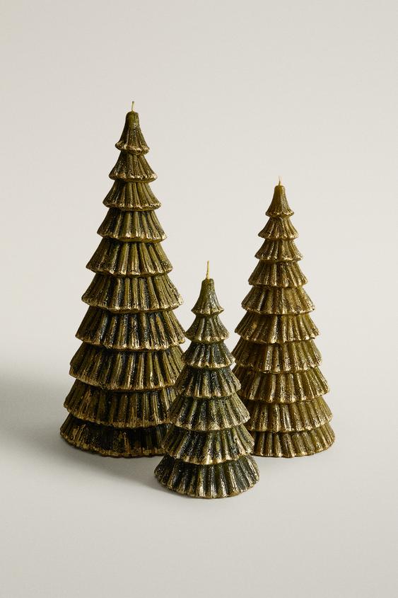DEKORATIVE WEIHNACHTSBAUM-KERZE - Grün von Zara - Bild 0