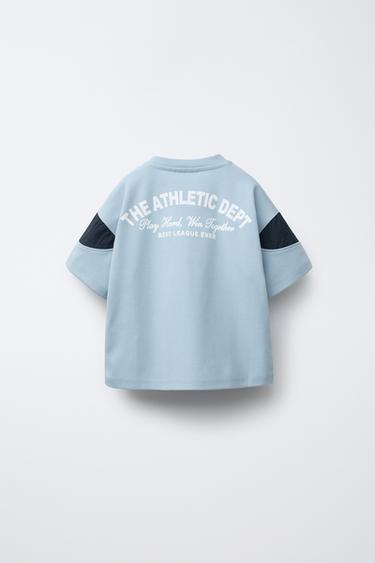T-SHIRT EN NYLON AVEC INSCRIPTION - Bleu moyen de Zara - Image 1