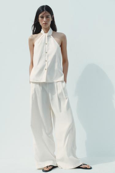 Zara PALAZZO PANTS - Ecru - Image 0