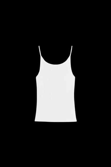 CAMISETA RIB TIRANTES - Blanco de Zara - Imagen 0