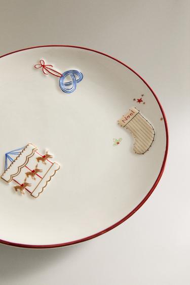 CHILDREN'S STONEWARE CHRISTMAS PLATE - Multicoloured by Zara - Image 2
