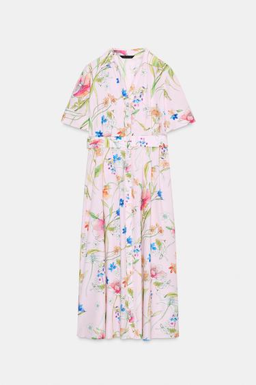 VESTIDO CAMISERO FLORES - Multicolor de Zara - Imagen 0