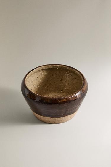 DECORATIVE STONEWARE BOWL - Khaki by Zara - Image 1