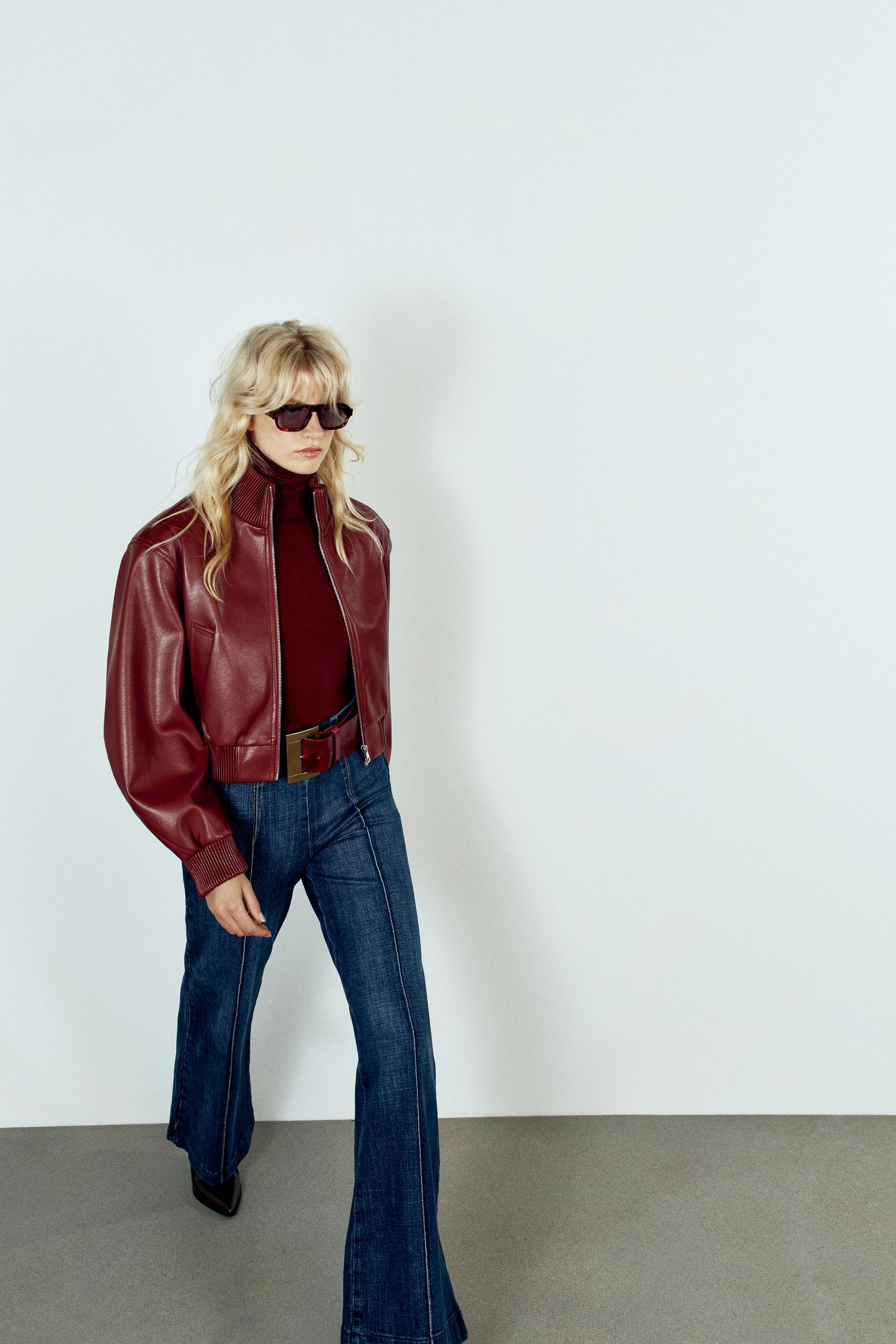 CROPPED BOMBER JACKET WITH SHOULDER PADS
