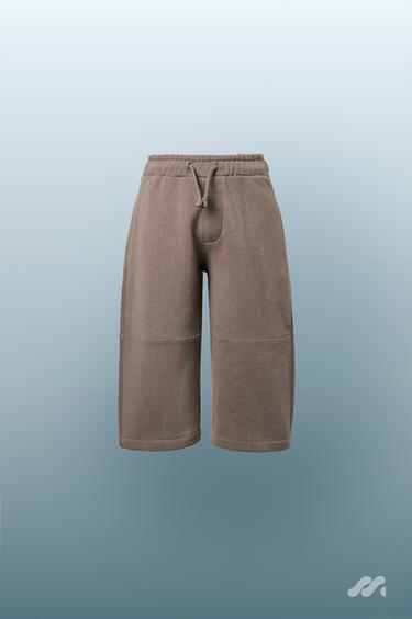 PANTALON EN MOLLETON DROIT AVEC LOGO EN RELIEF - Marron clair de Zara