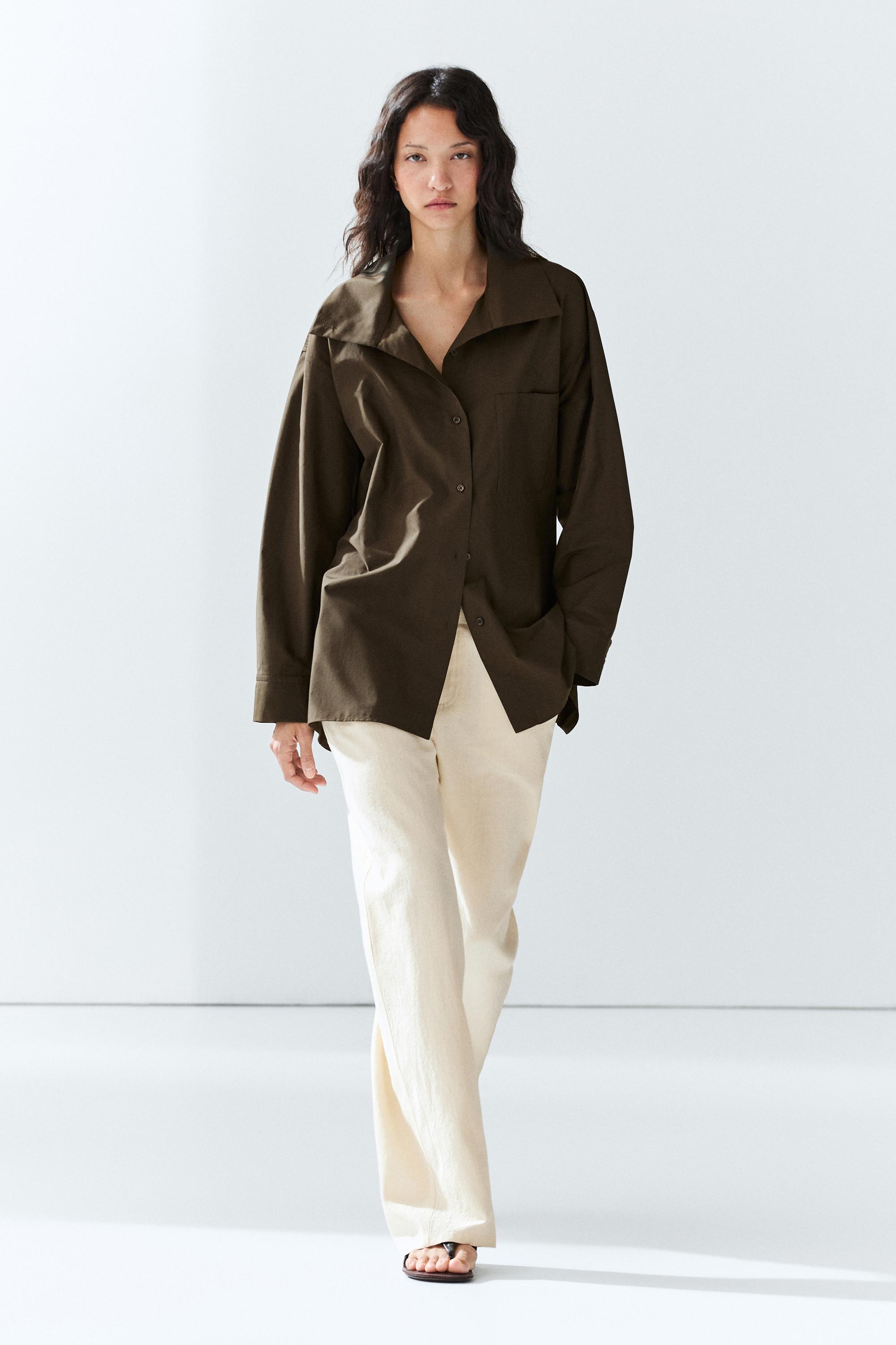 High collar overshirt with buckle detail - Khaki | ZARA United States